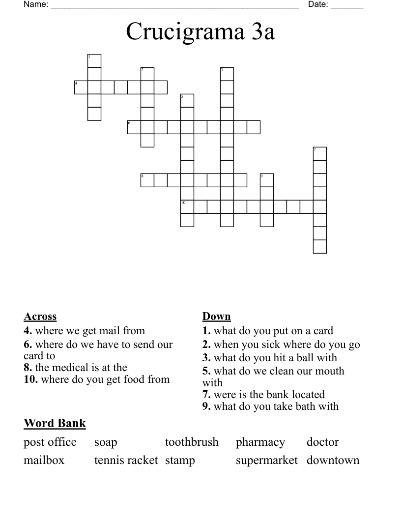  Crucigrama 3a  Crossword