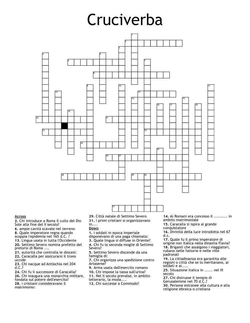  Cruciverba  Crossword