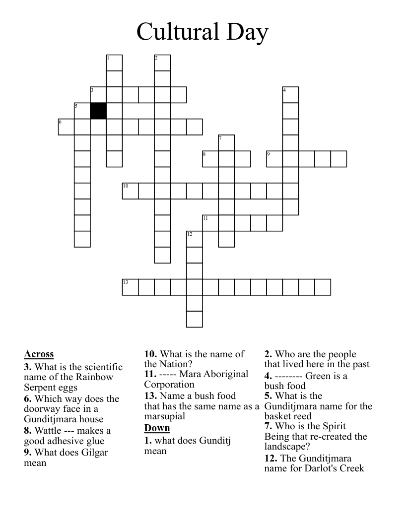  Cultural Day Crossword