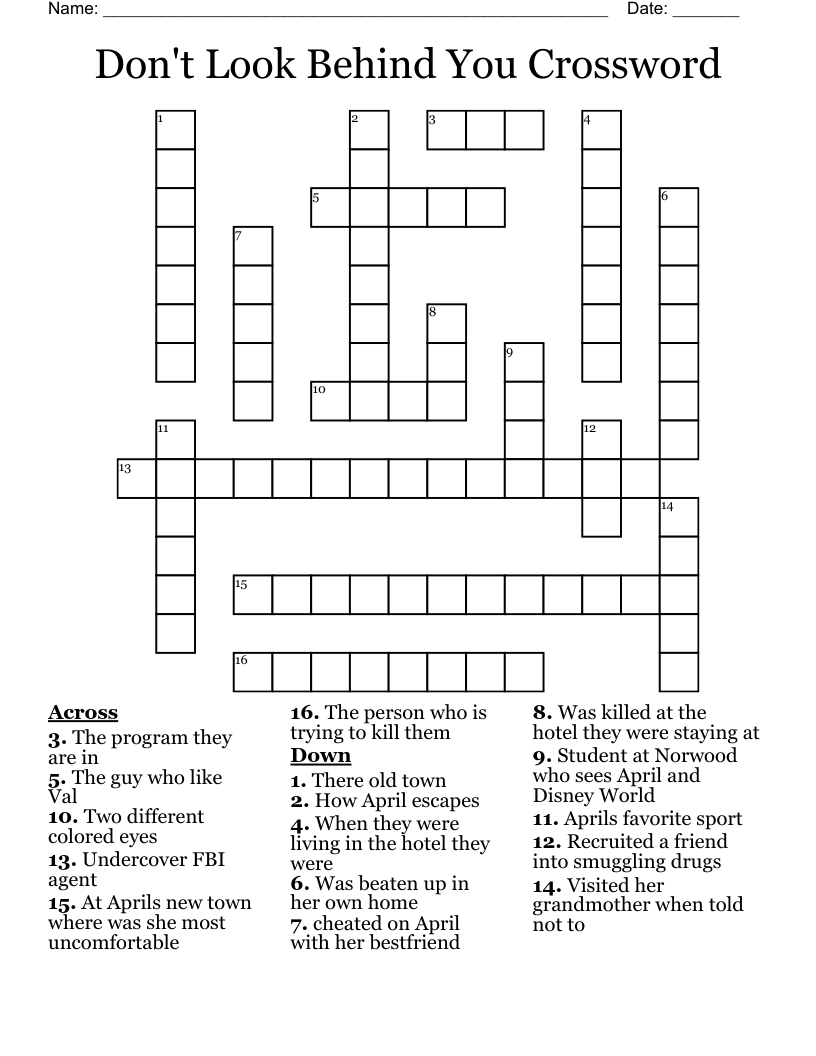  Don't Look Behind You  Crossword
