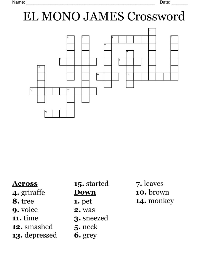  EL MONO JAMES Crossword