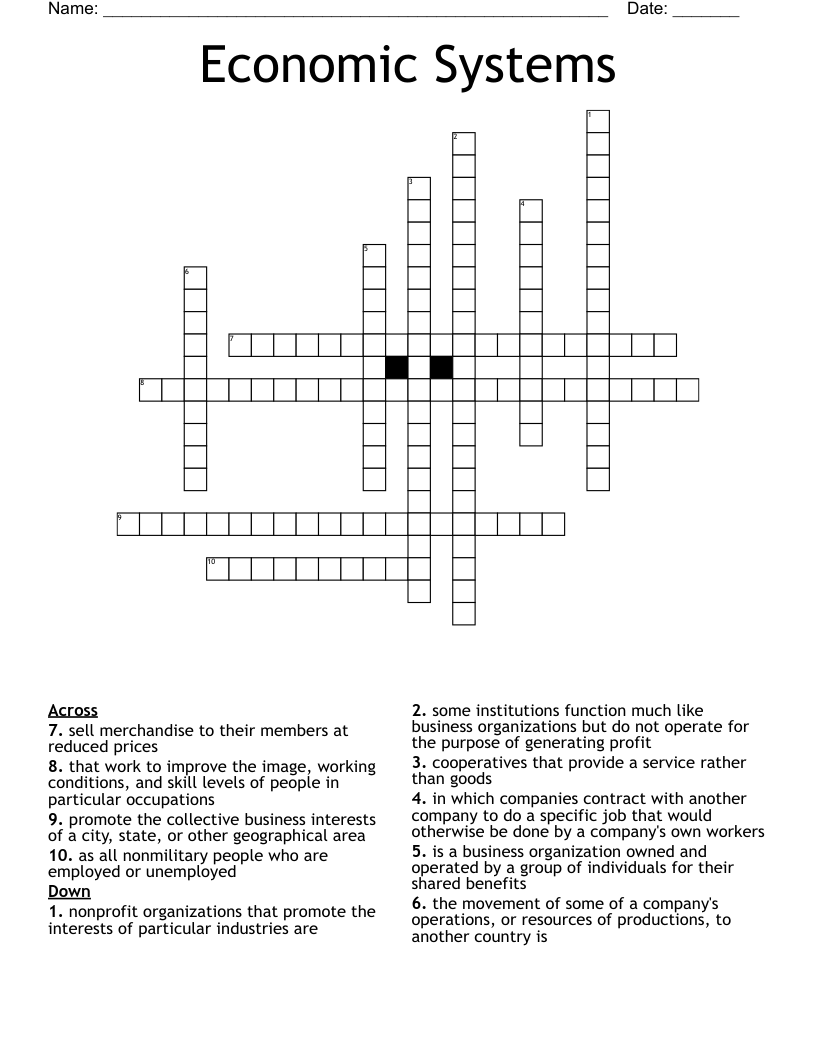  Economic Systems Crossword