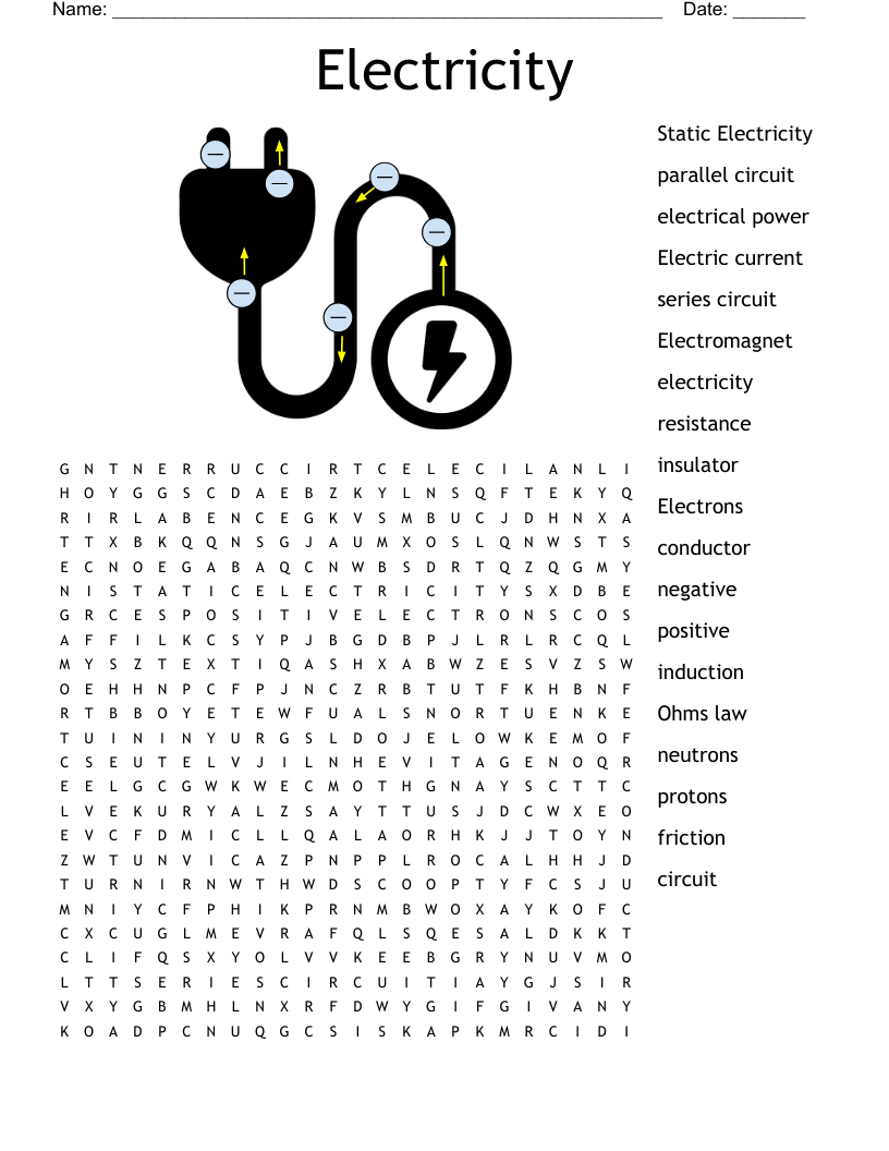  Electricity Word Search