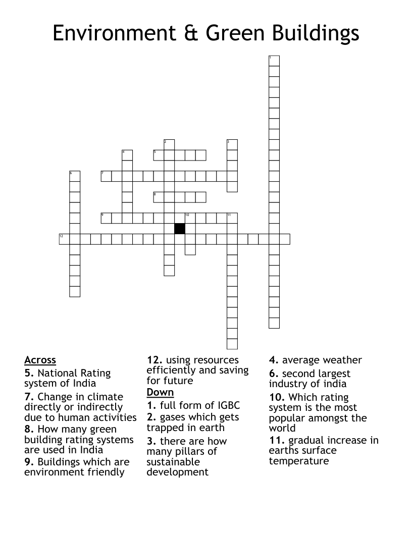  Environment & Green Buildings   Crossword