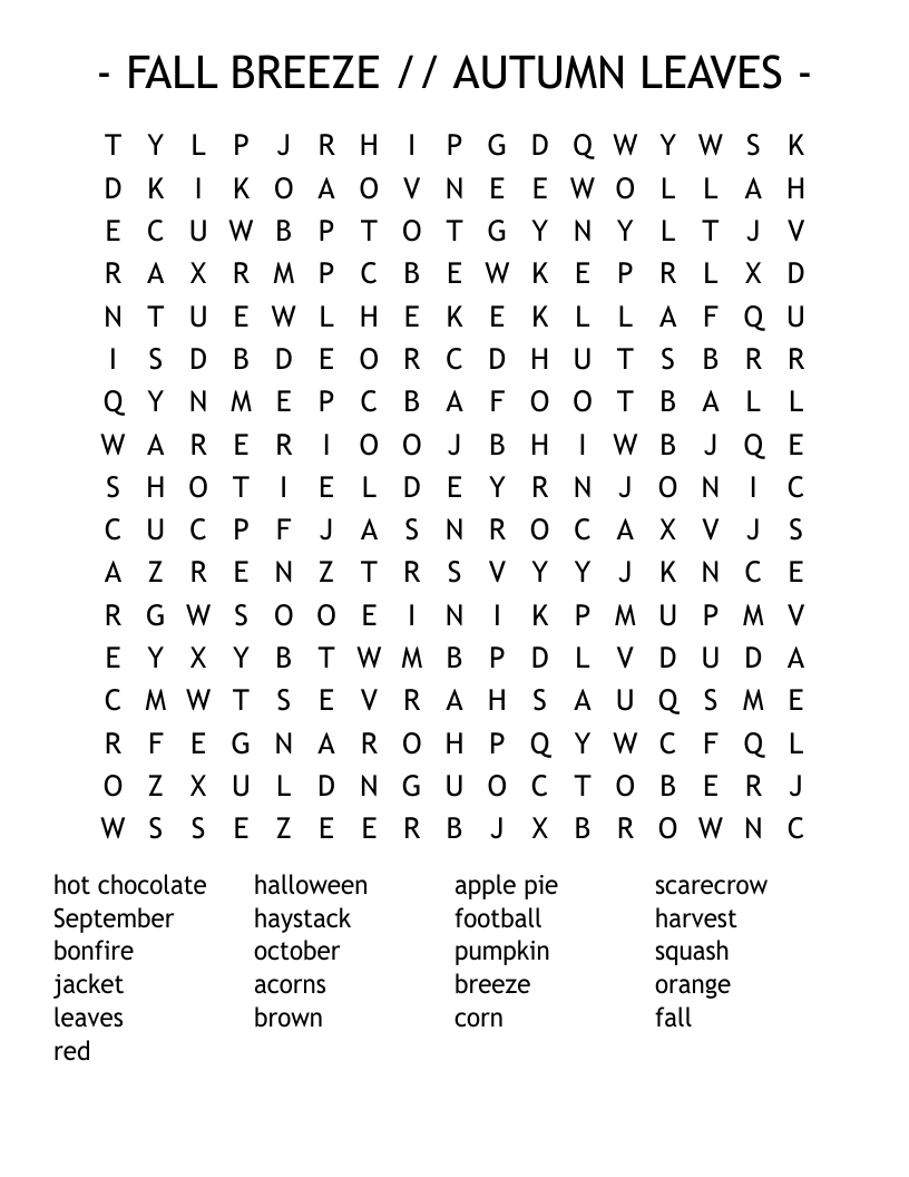 - FALL BREEZE // AUTUMN LEAVES - Word Search