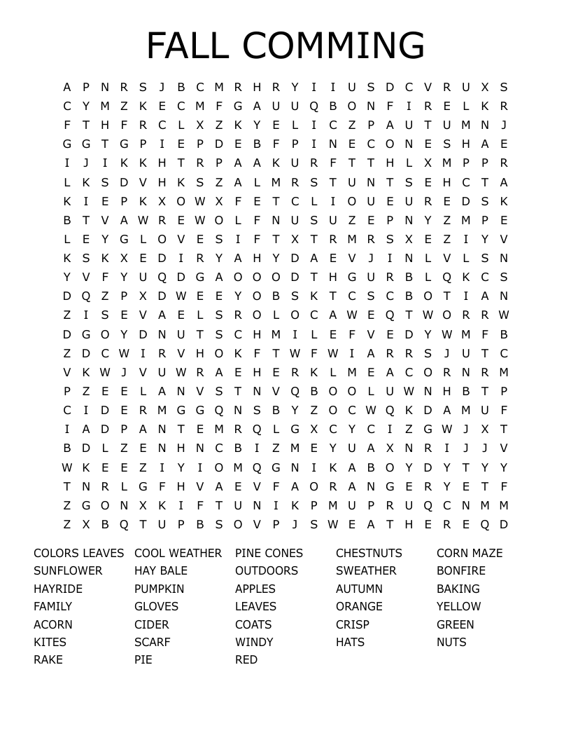  FALL COMMING Word Search