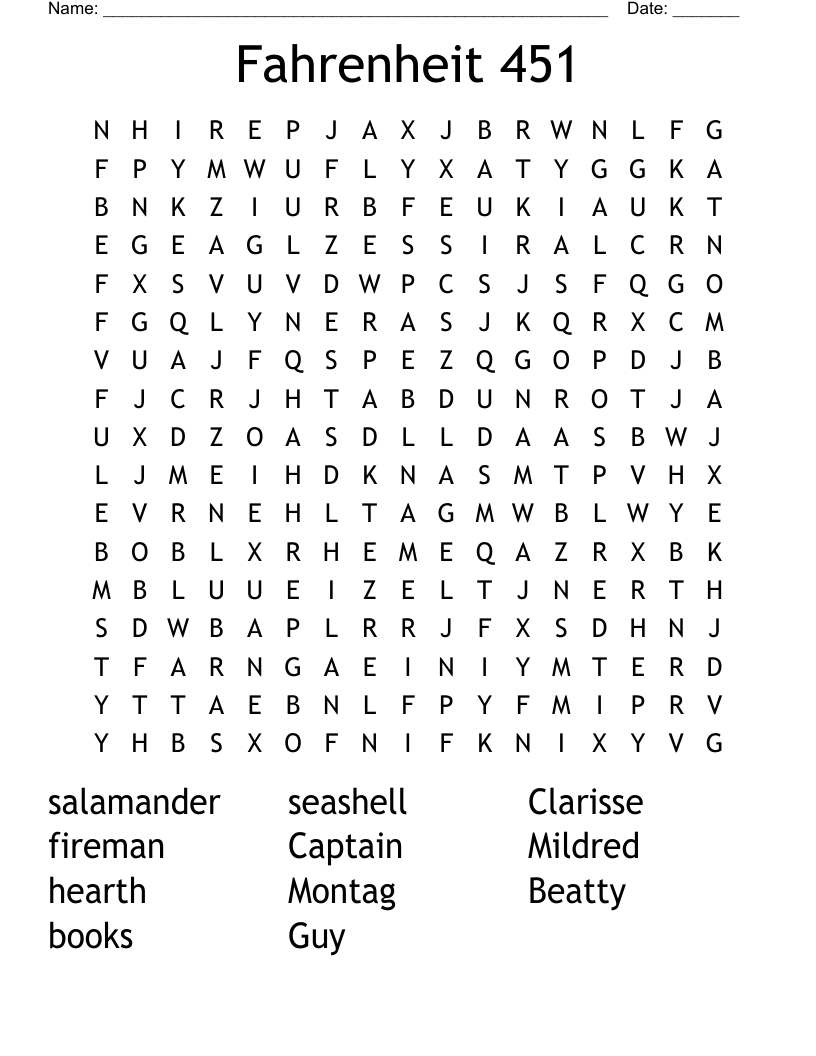 Fahrenheit 451 Word Search