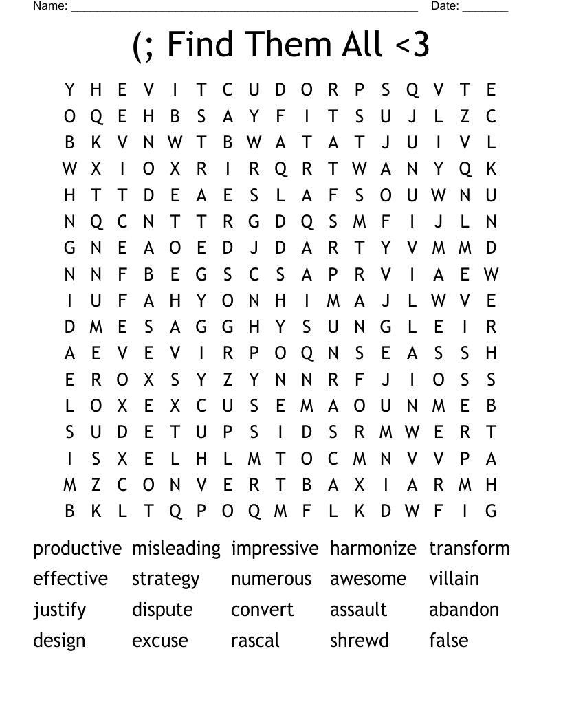 (; Find Them All <3 Word Search