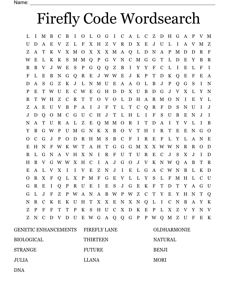  Firefly Code Wordsearch