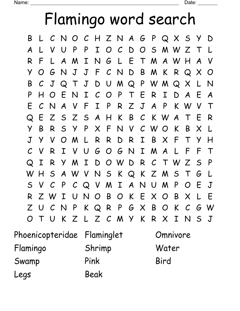  Flamingo word search 