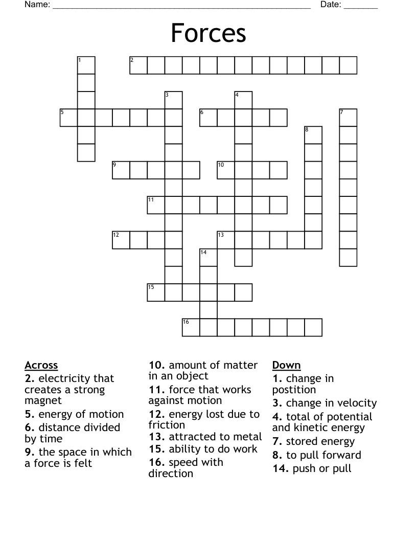  Forces Crossword