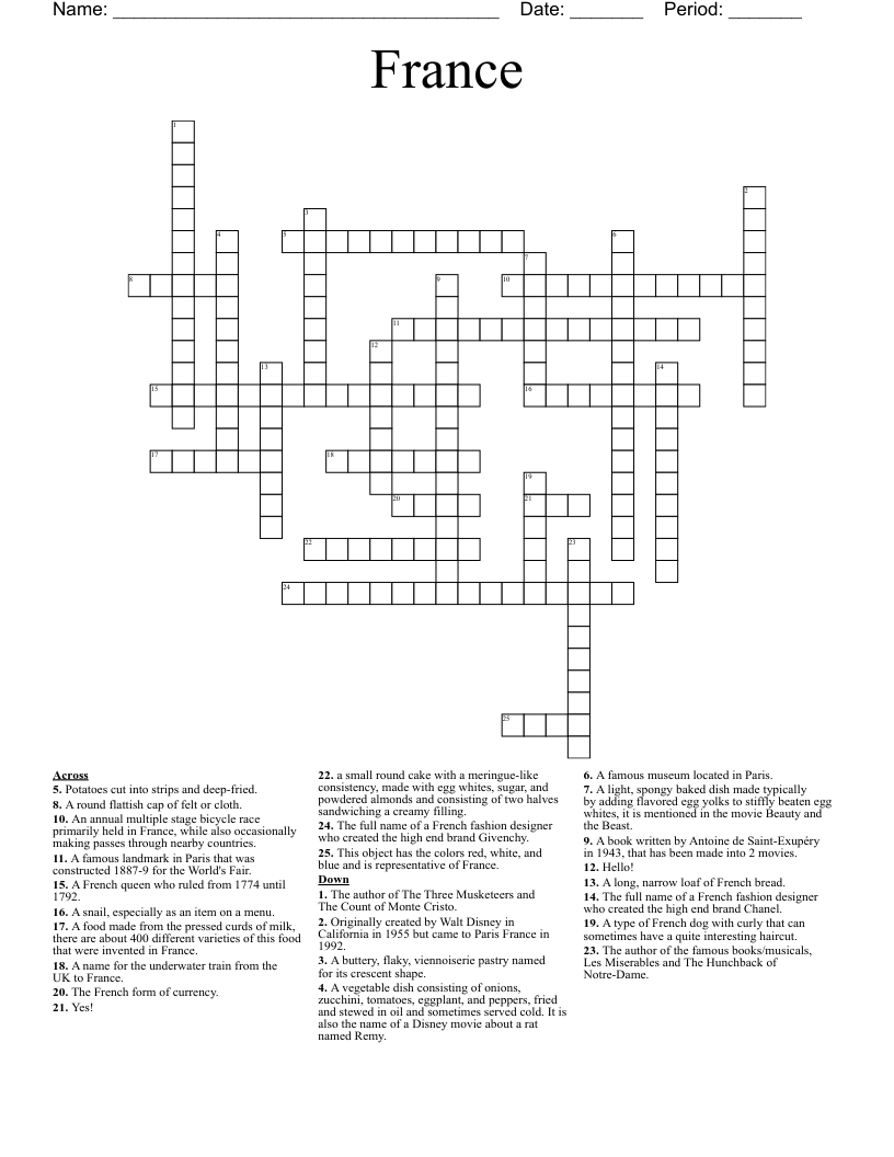  France Crossword