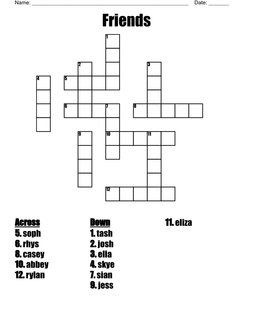  Friends Crossword