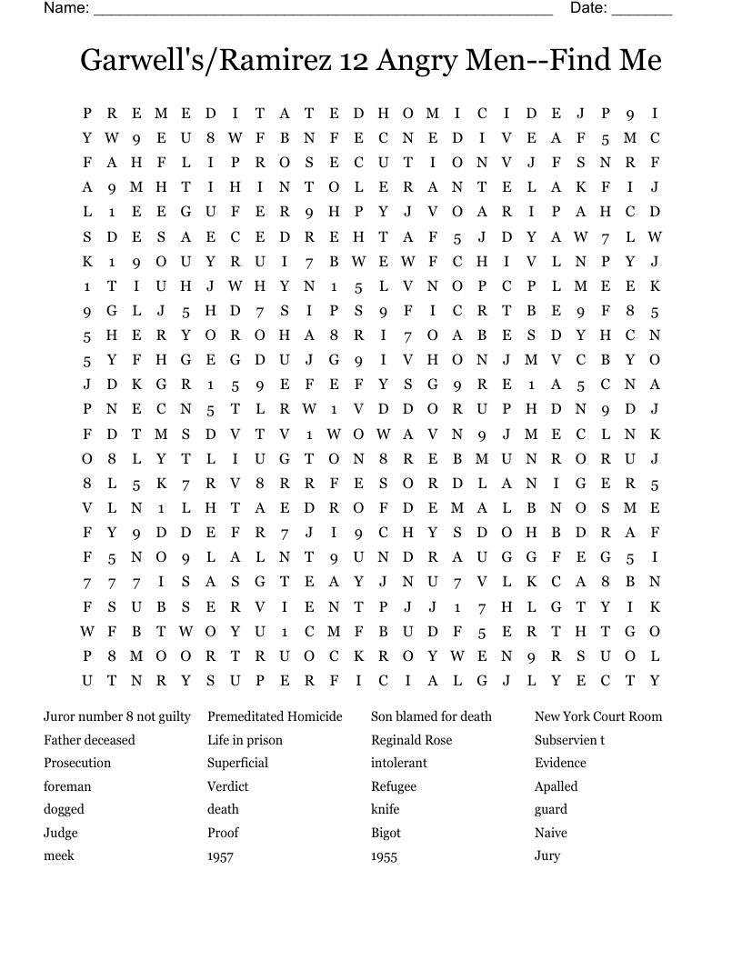  Garwell's/Ramirez 12 Angry Men--Find Me Word Search