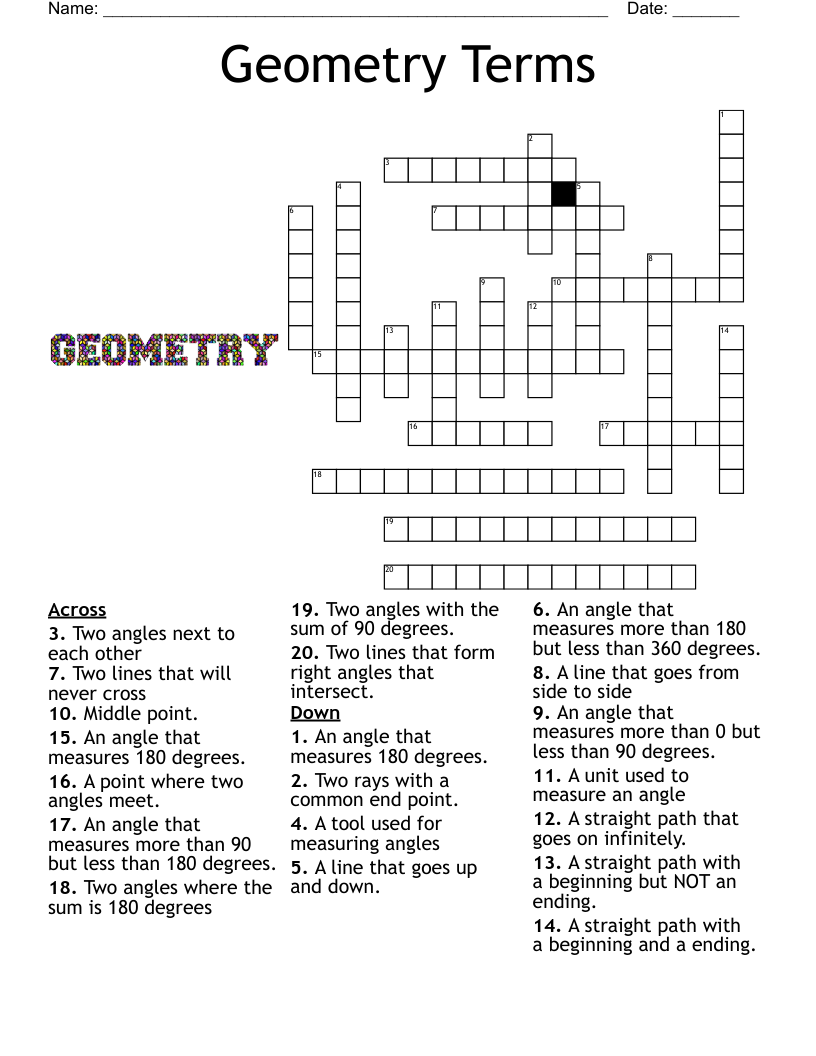  Geometry Terms Crossword