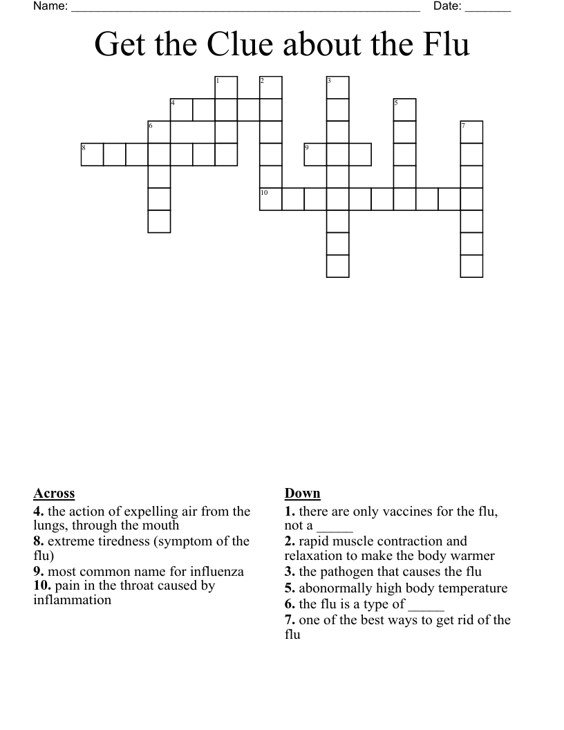  Get the Clue about the Flu Crossword