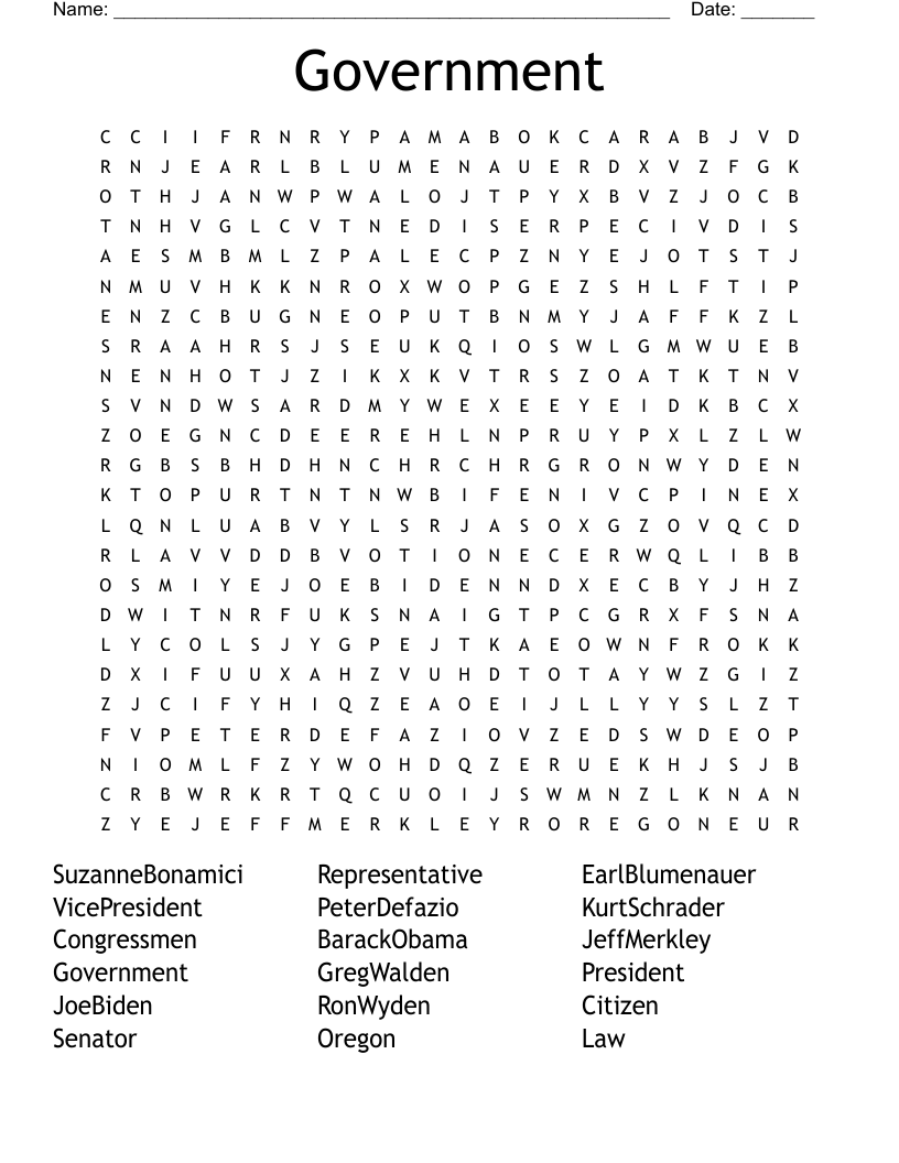  Government Word Search