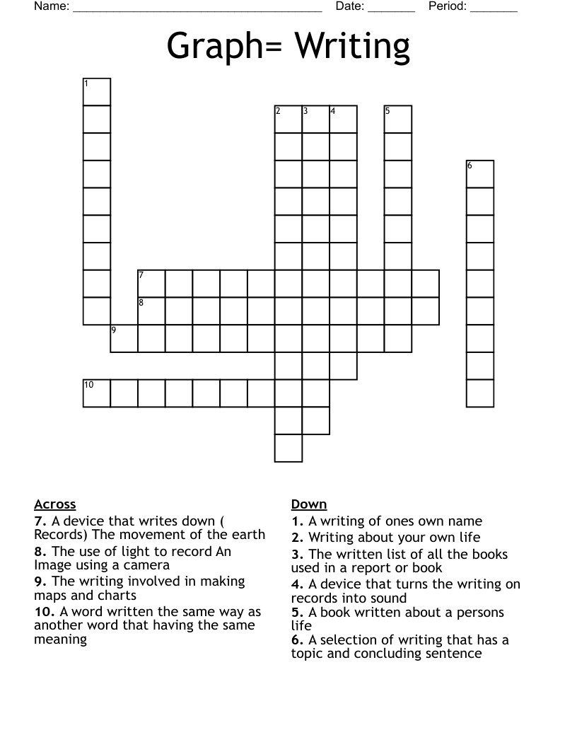  Graph= Writing  Crossword