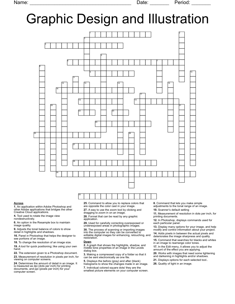  Graphic Design and Illustration Crossword