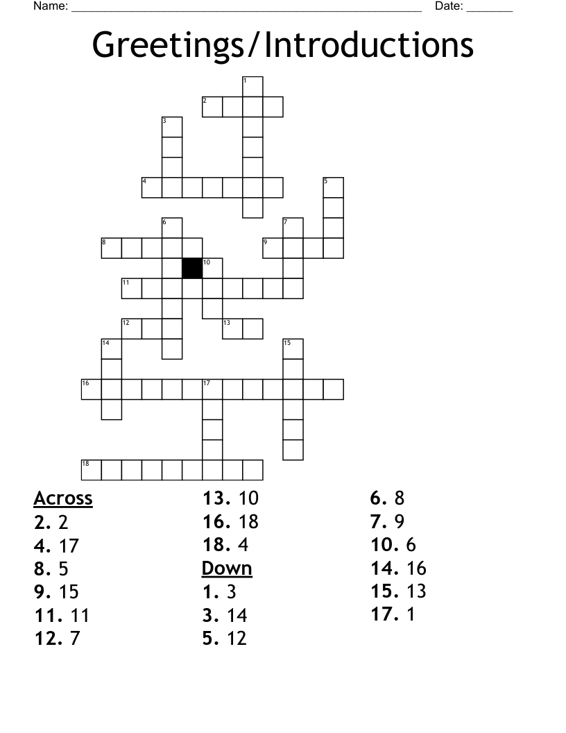  Greetings/Introductions Crossword