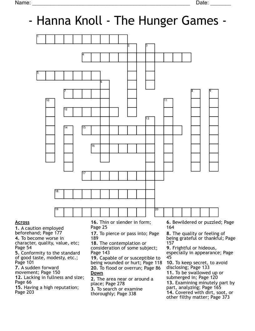 - Hanna Knoll - The Hunger Games -  Crossword
