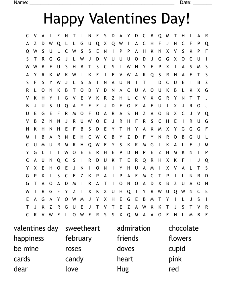  Happy Valentines Day! Word Search