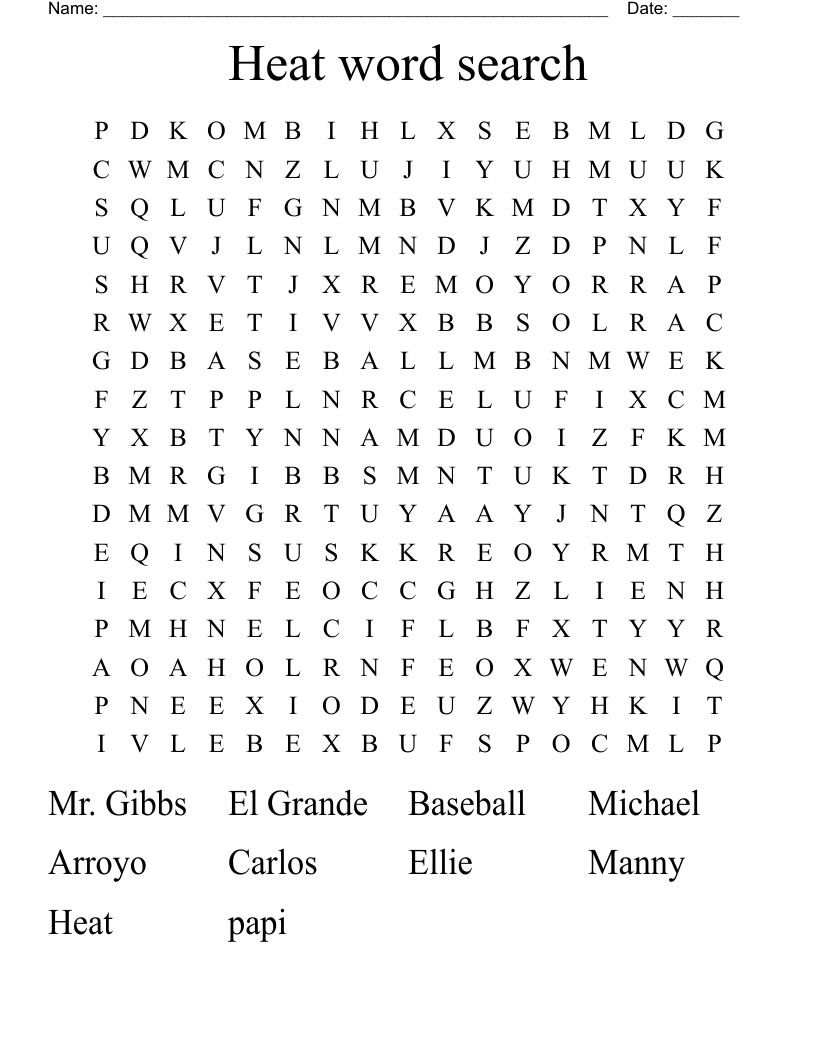  Heat  word search 