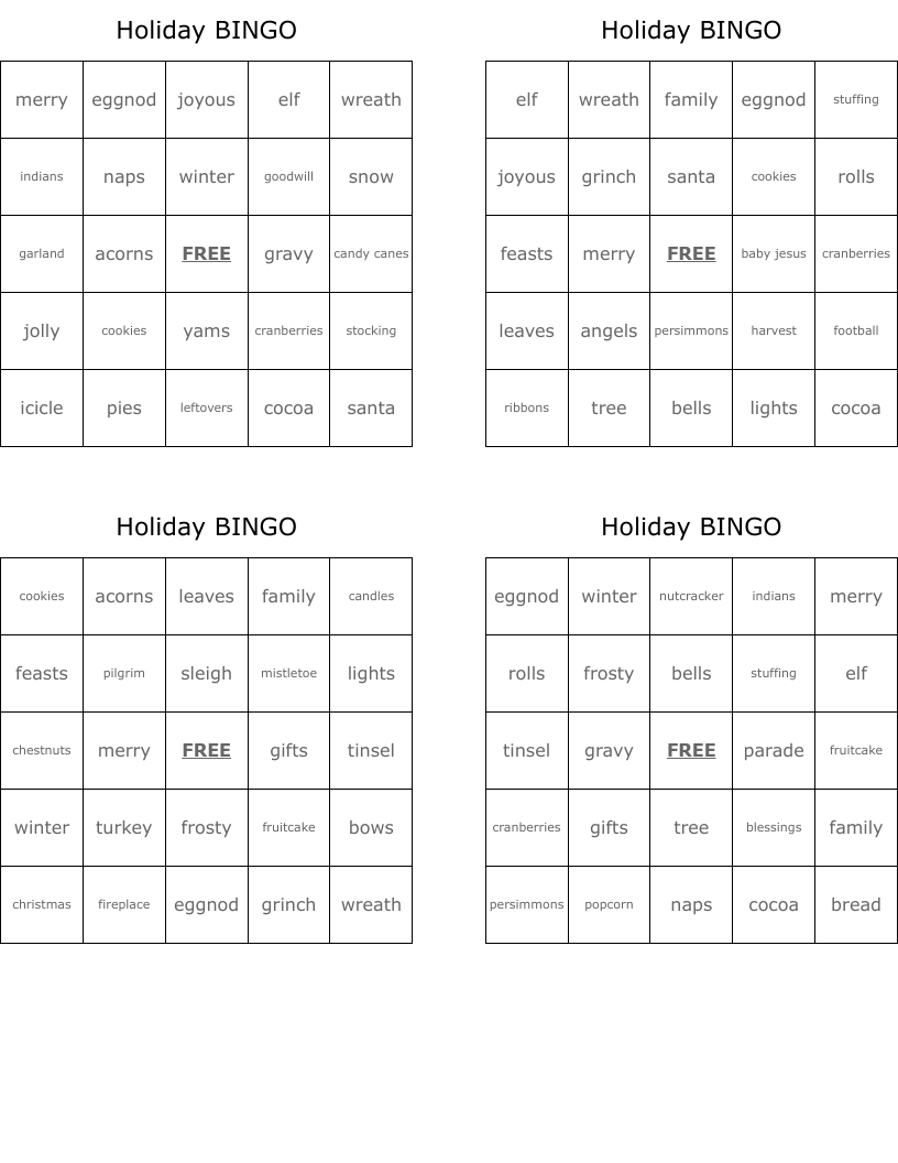  Holiday BINGO