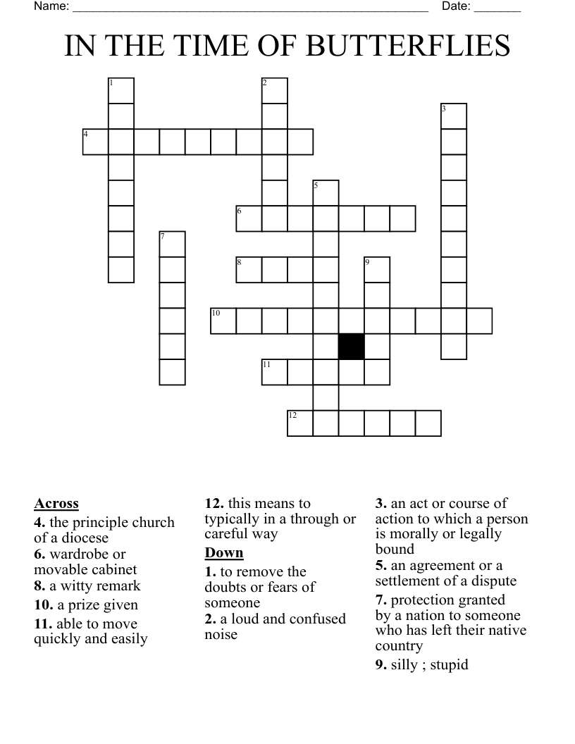  IN THE TIME OF BUTTERFLIES Crossword