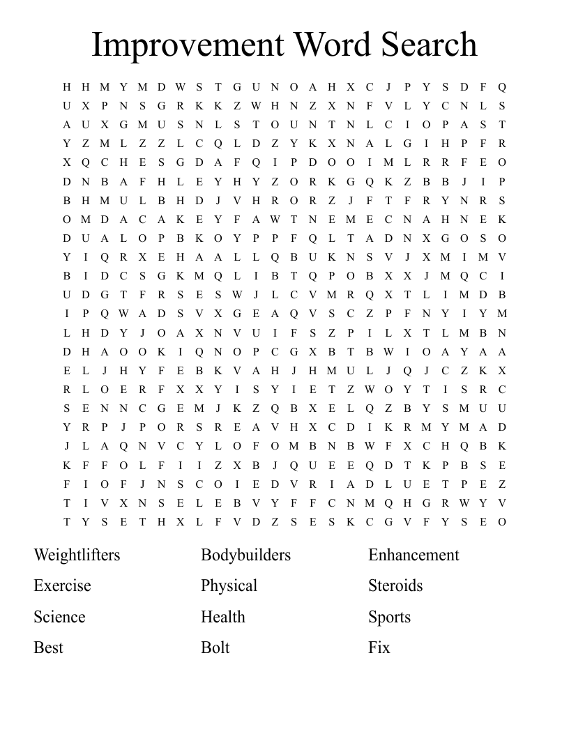  Improvement Word Search