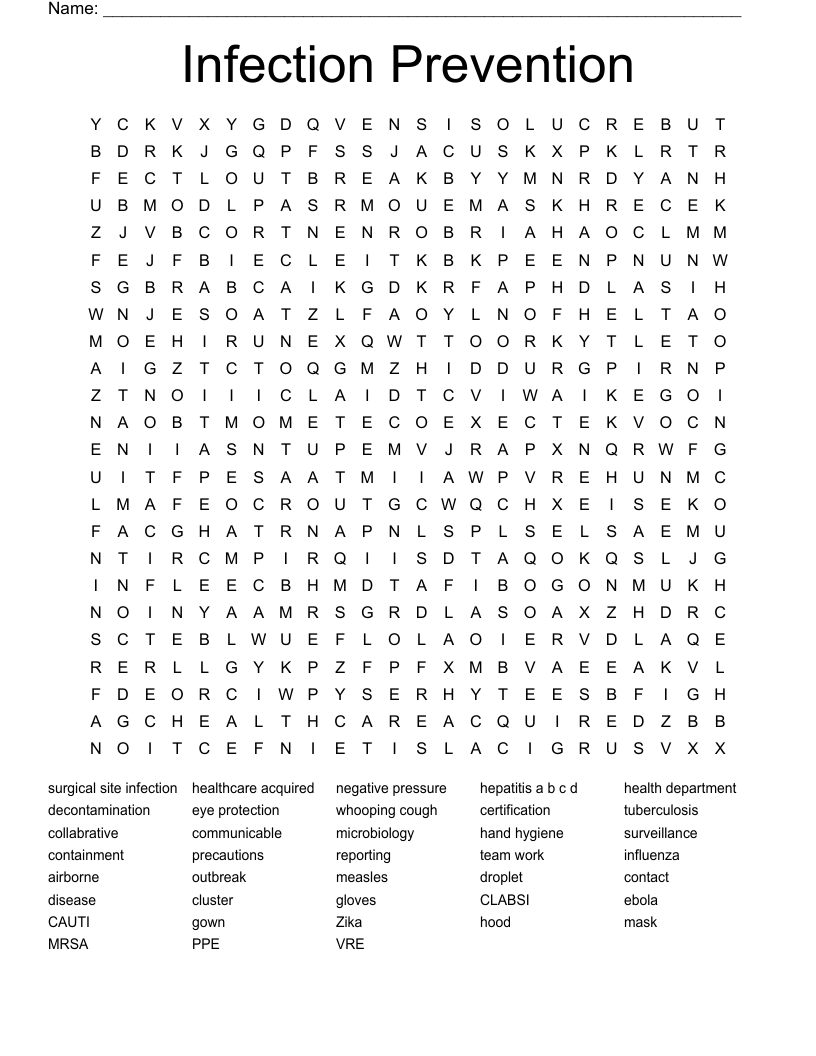  Infection Prevention Word Search