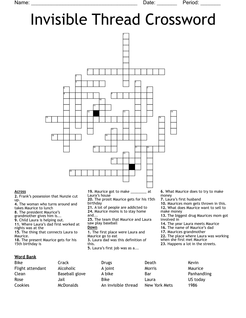  Invisible Thread Crossword 
