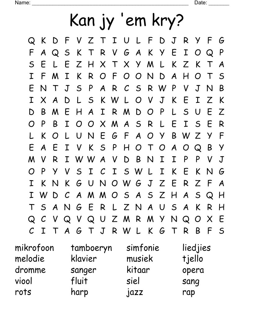  Kan jy 'em kry? Word Search