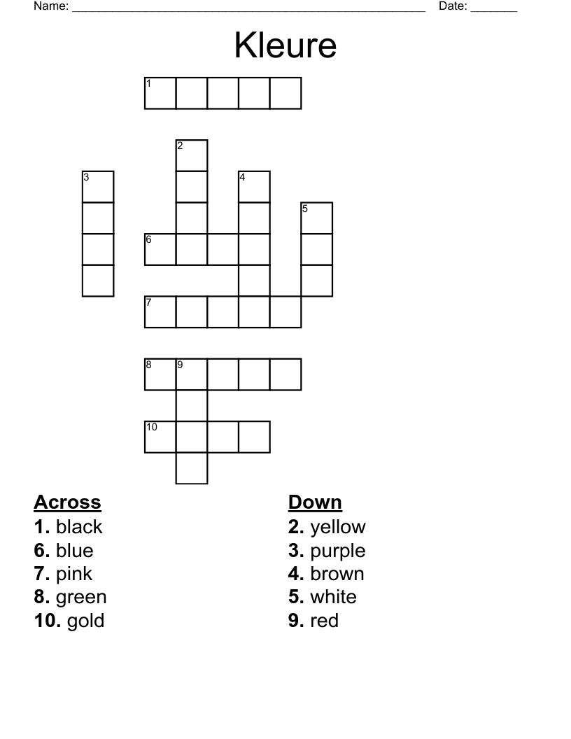  Kleure Crossword
