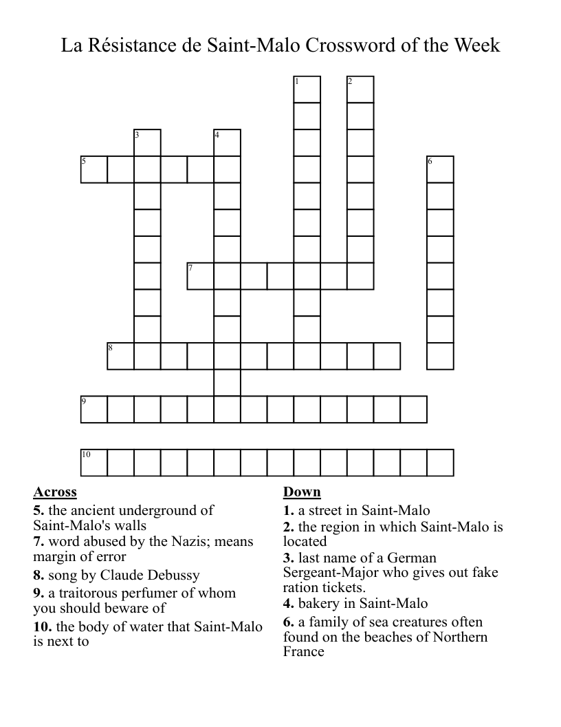  La Résistance de Saint-Malo Crossword of the Week