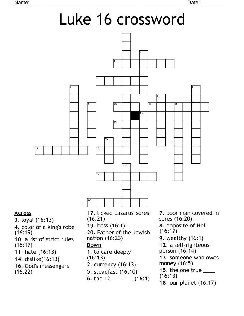  Luke 16 crossword