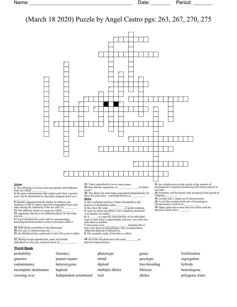  (March 18 2020) Puzzle by Angel Castro pgs: 263, 267, 270, 275 Crossword