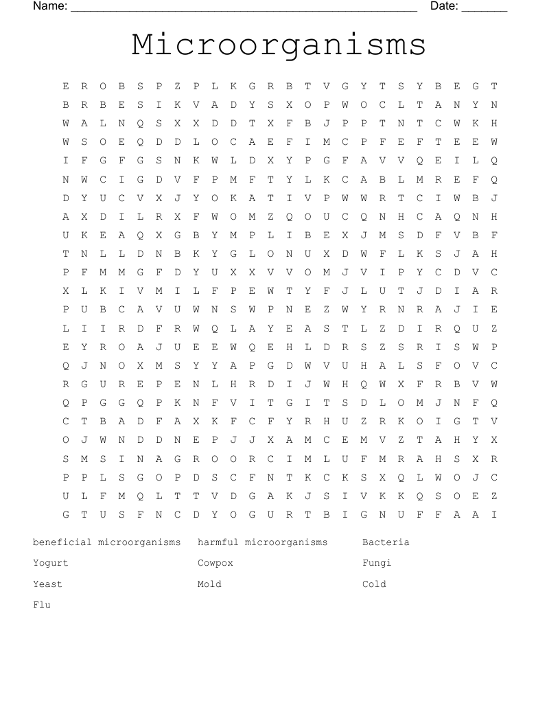  Microorganisms Word Search