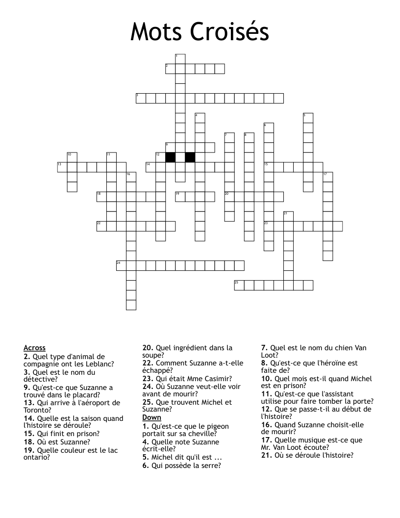  Mots Croisés Crossword
