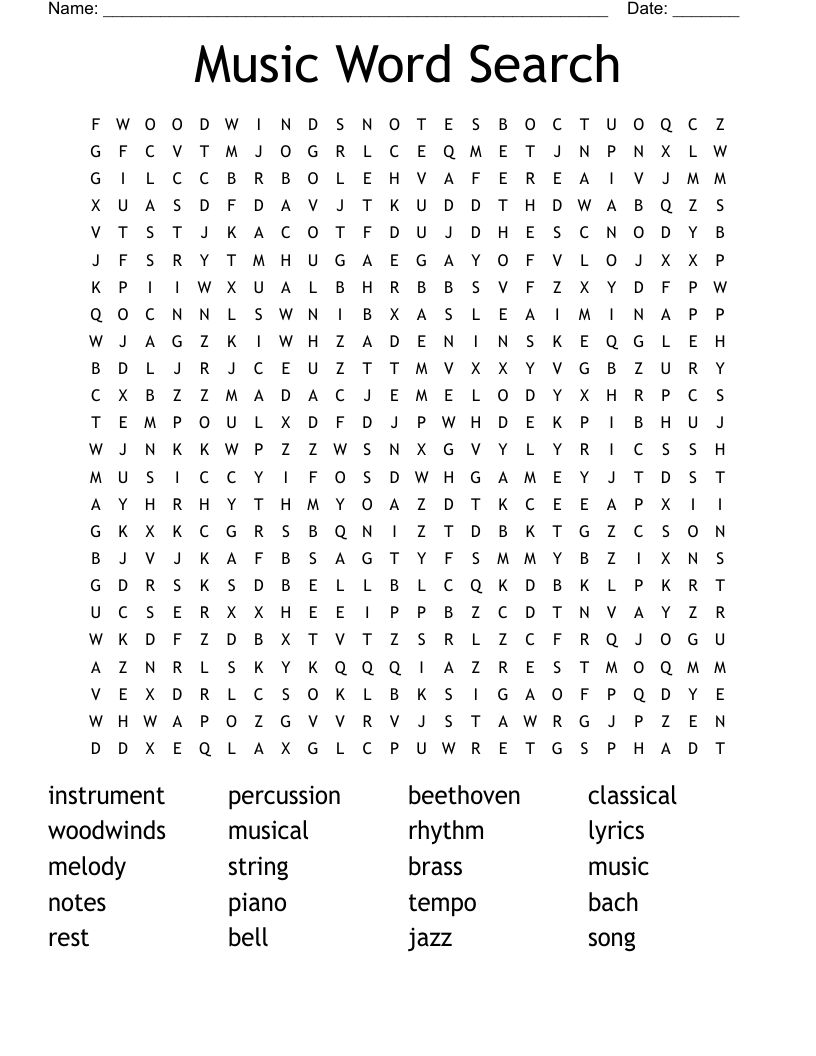  Music Word Search
