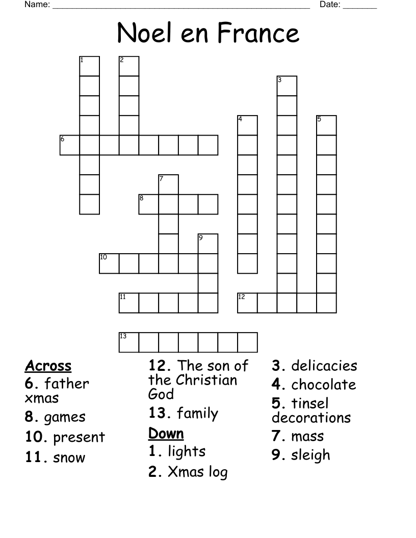  Noel en France  Crossword