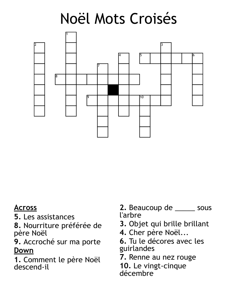  Noël Mots Croisés  Crossword