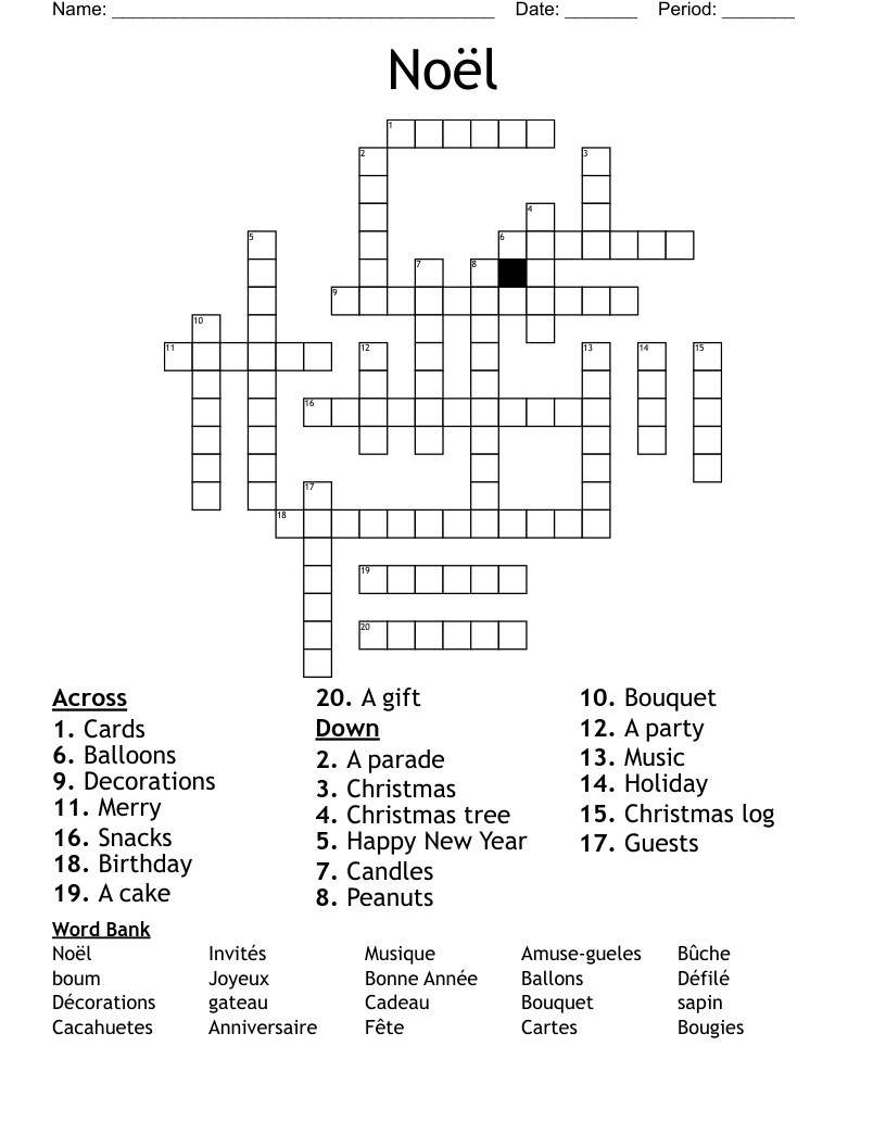  Noël  Crossword