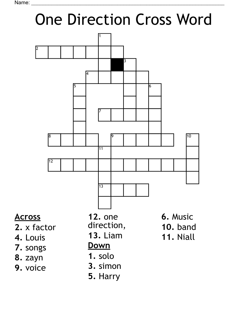  One Direction Cross Word