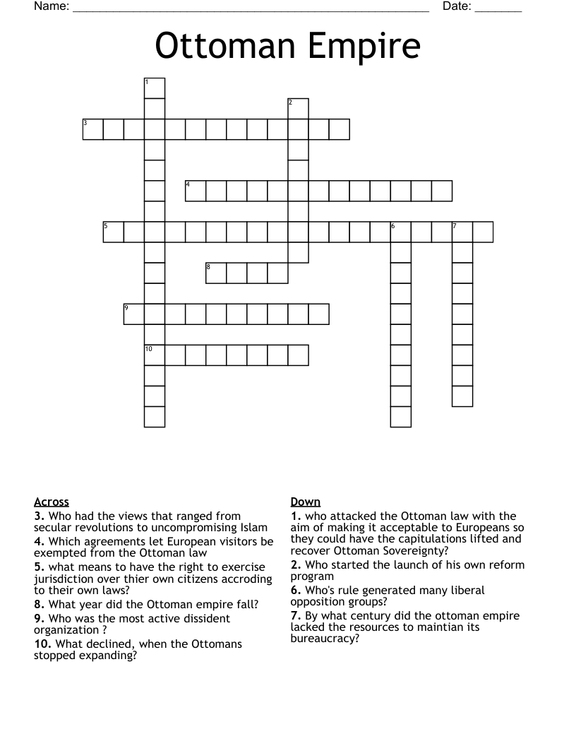  Ottoman Empire  Crossword