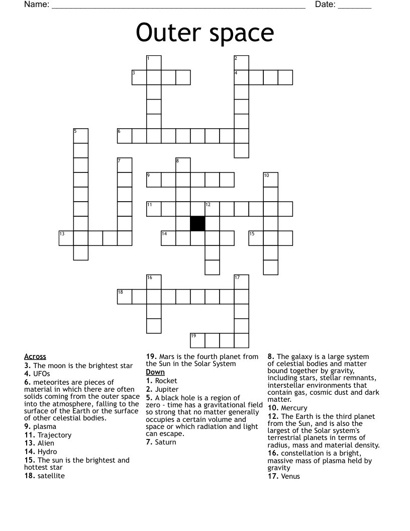  Outer space Crossword