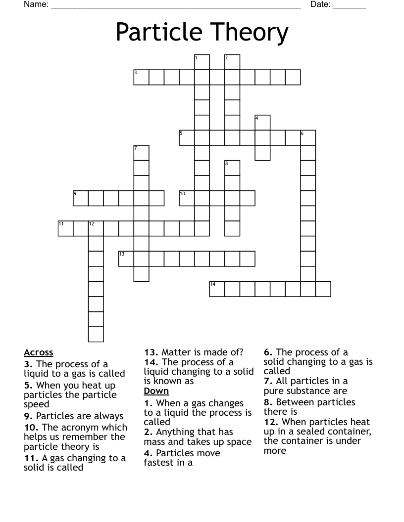  Particle Theory Crossword