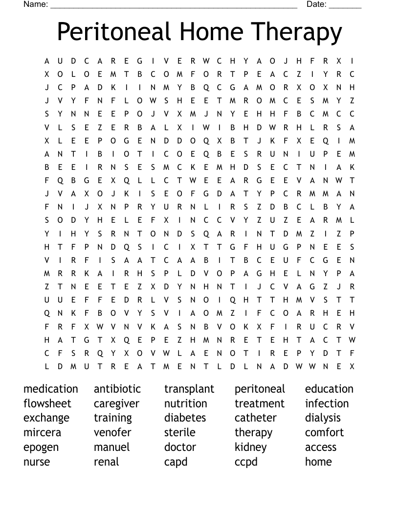  Peritoneal Home Therapy Word Search