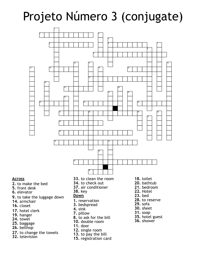  Projeto Número 3 (conjugate) Crossword