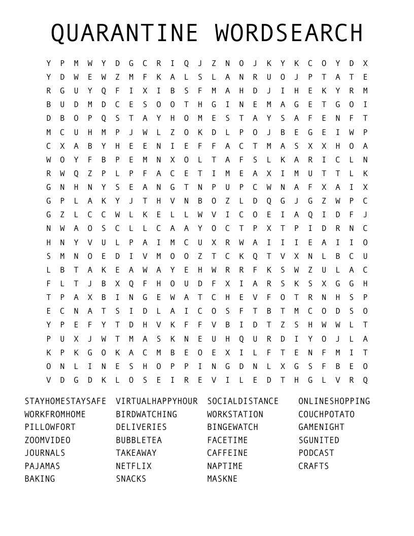  QUARANTINE WORDSEARCH